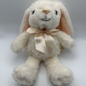 MTY International Bunny 10" Plush Cream Rabbit Peach Orange Bow Lop Ears Lovey